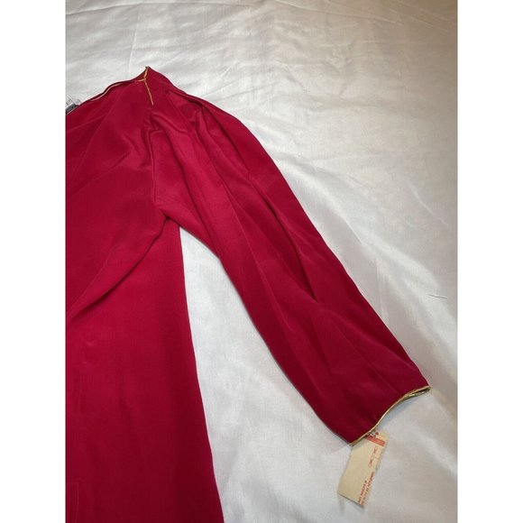 Vintage TAHARI Hot Pink & Gold  100% SILK Women Blouse Top Size 6 - Picture 9 of 11